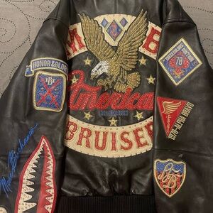 2024 Pelle Pelle Black Bomber Jacket with Multicolor Patches